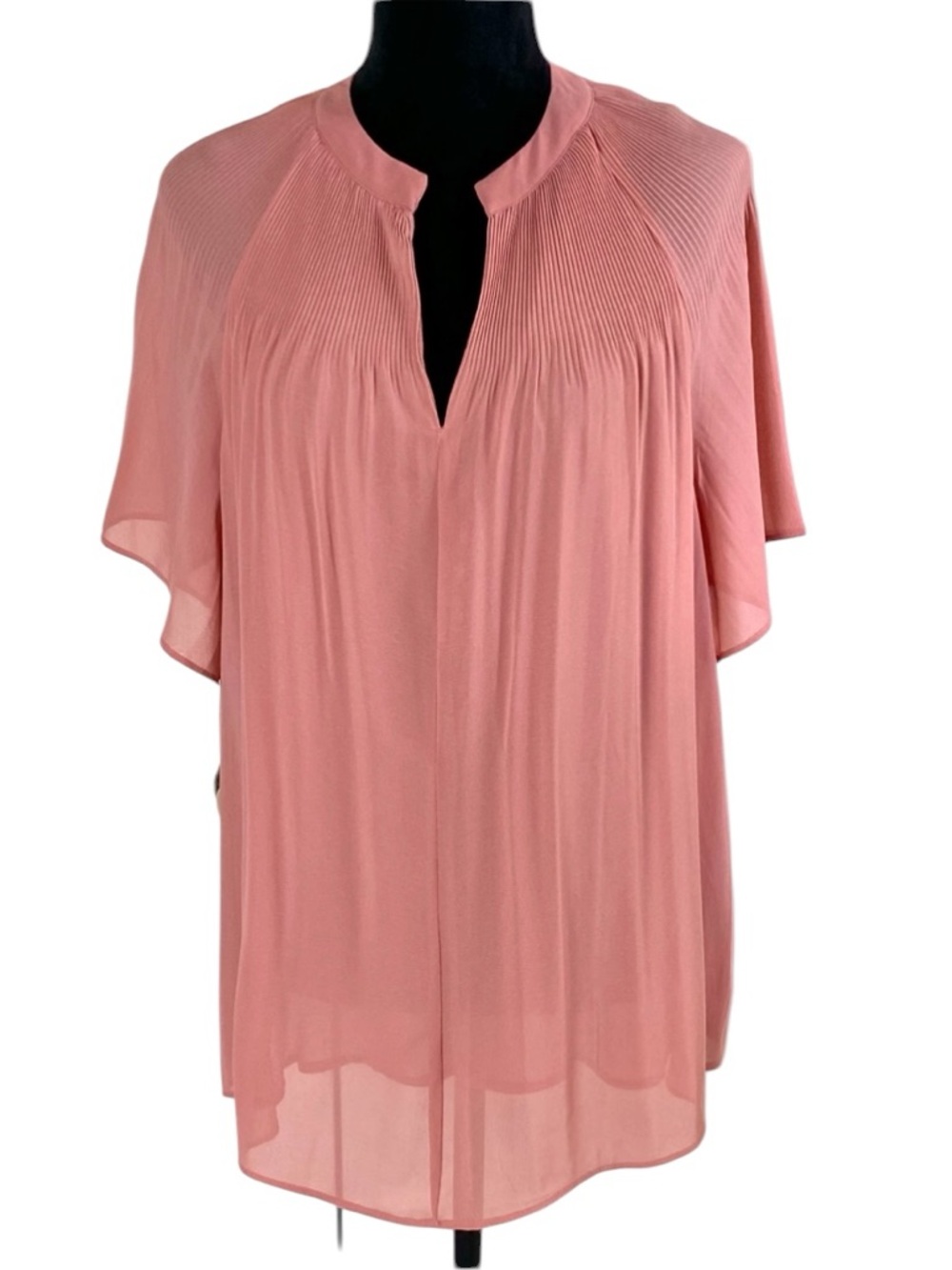 NWT H&M Sheer Salmon Pink Pleated Romantic Blouse
